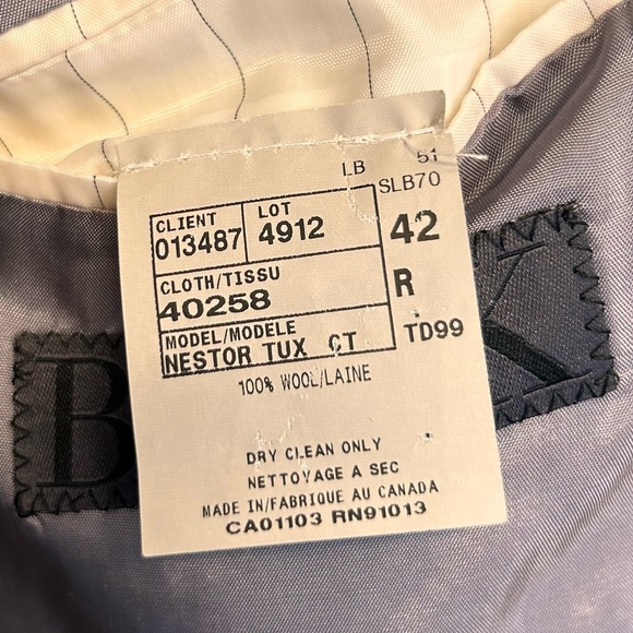 Vera Wang Nestor Tux CT Jacket 100% Wool Tuxedo Blazer Jacket Men's Size 42R - Picture 8 of 10